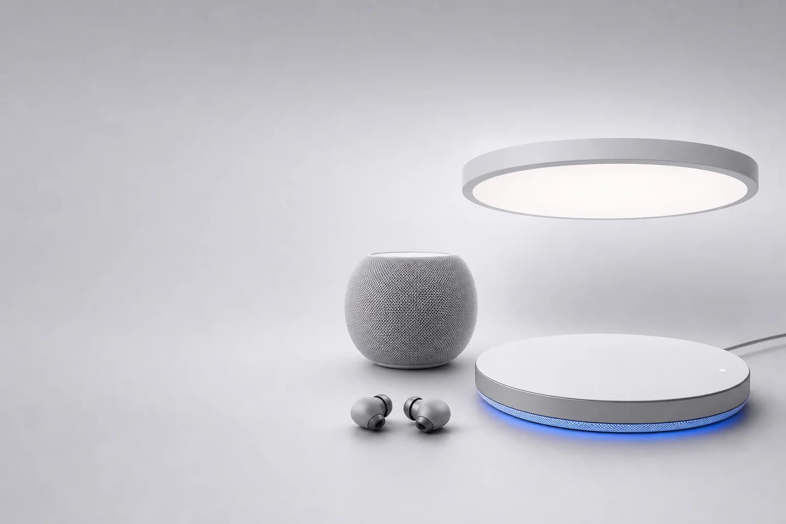 Peltium smart devices arranged on a light studio background